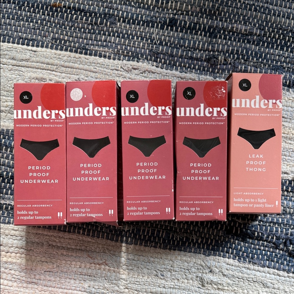 Period Proof Underwear Lot of 5 pairs-briefs and thong XL